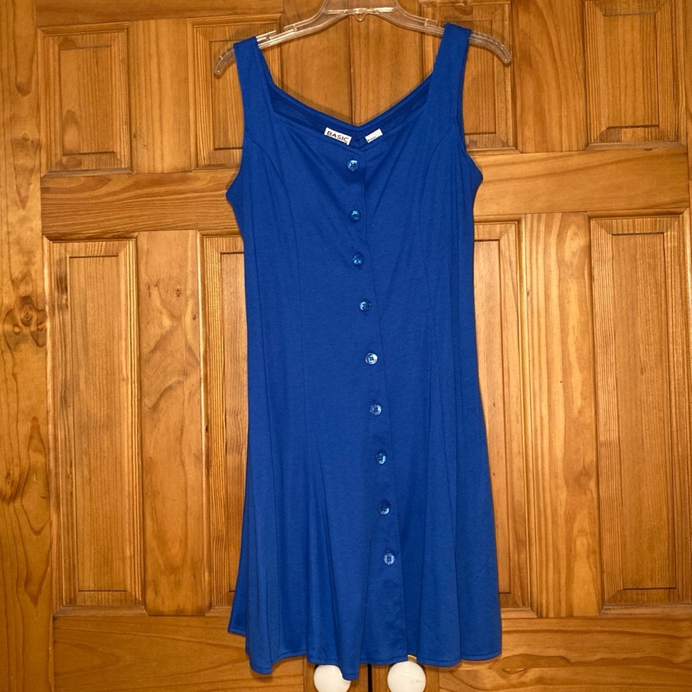 NWOT Vintage 90s Basic Editions Sleeveless Dress Mini Blue Size M Medium